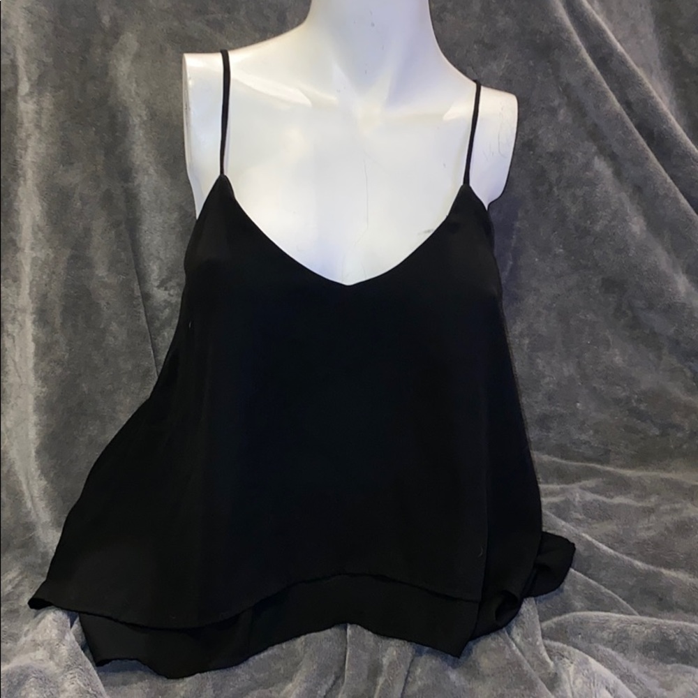 bp. Black Double-Layer Spaghetti Strap Tank Top